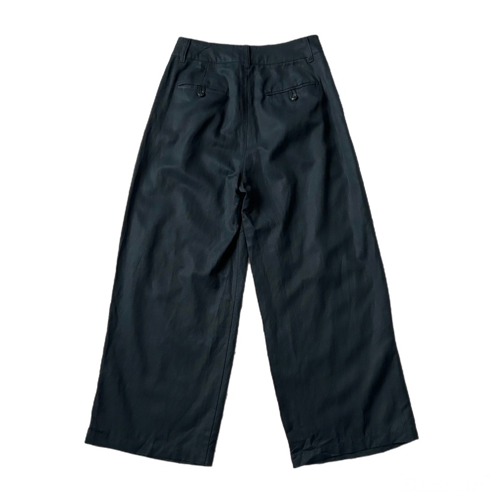 NEW Madewell Harlow Pleated Wide Leg Pant Trousers Black Lyocell Linen Blend 2P - Picture 4 of 9